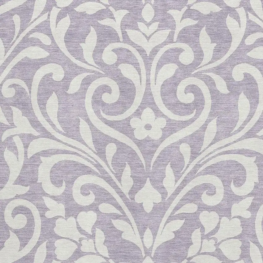 Lavender And Ivory Floral Washable Area Rug With UV Protection Photo 3