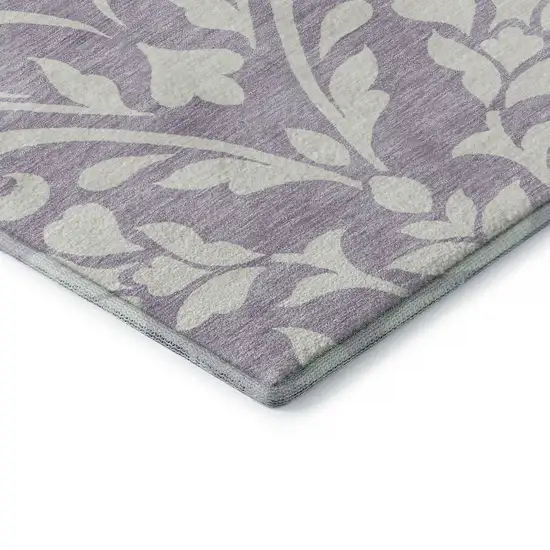Lavender And Ivory Floral Washable Area Rug With UV Protection Photo 8