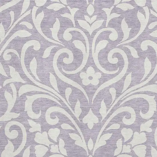 Lavender And Ivory Floral Washable Area Rug With UV Protection Photo 3
