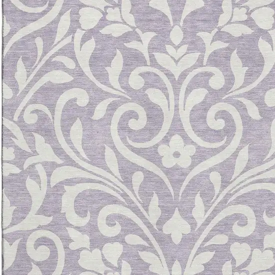 Lavender And Ivory Floral Washable Area Rug With UV Protection Photo 3