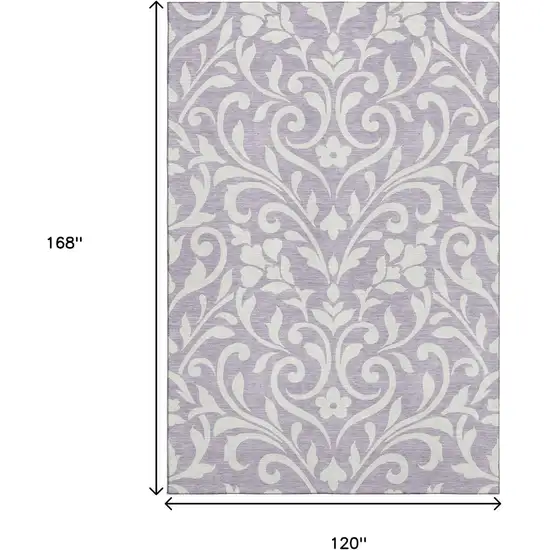 Lavender And Ivory Floral Washable Area Rug With UV Protection Photo 9