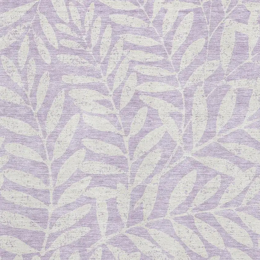 Lavender And Ivory Floral Washable Area Rug With UV Protection Photo 3