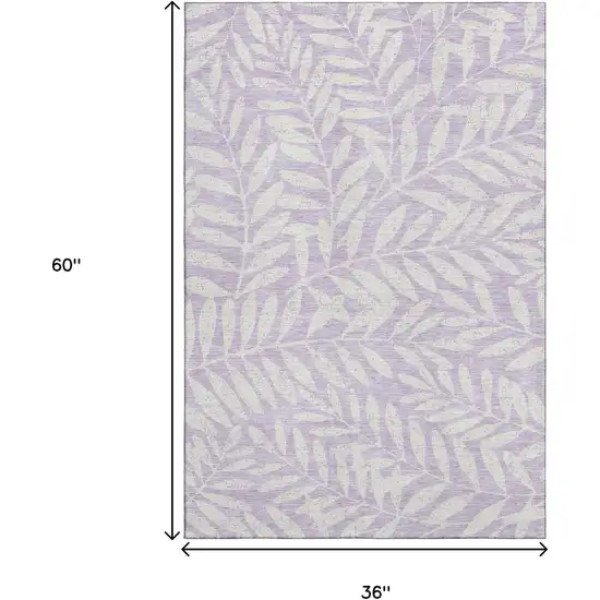 Lavender And Ivory Floral Washable Area Rug With UV Protection Photo 3