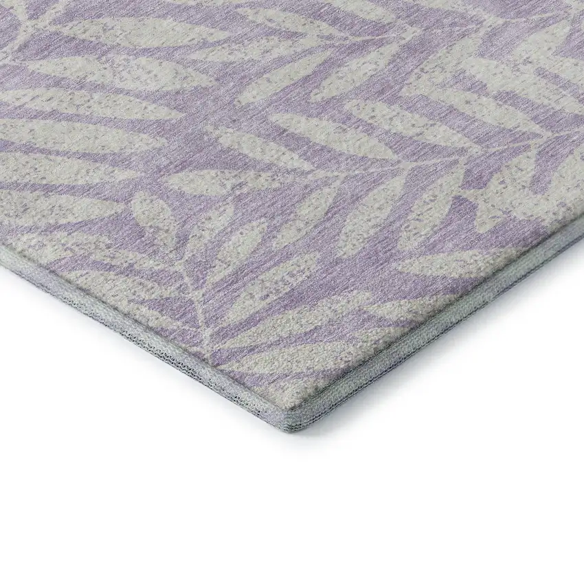 Lavender And Ivory Floral Washable Area Rug With UV Protection Photo 8