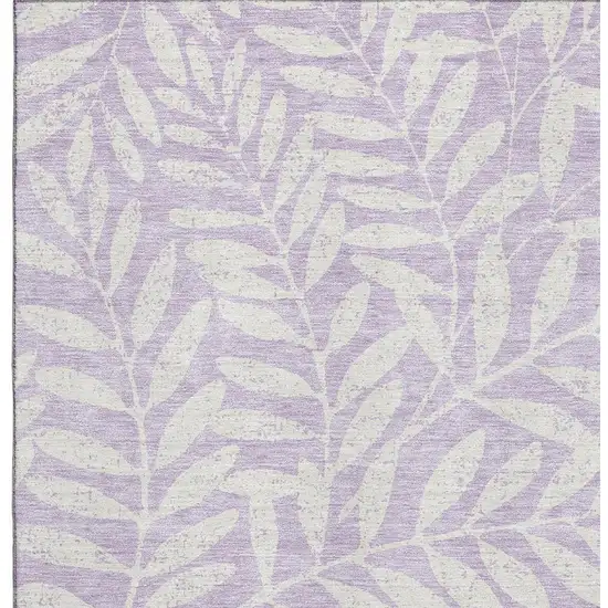 Lavender And Ivory Floral Washable Area Rug With UV Protection Photo 3