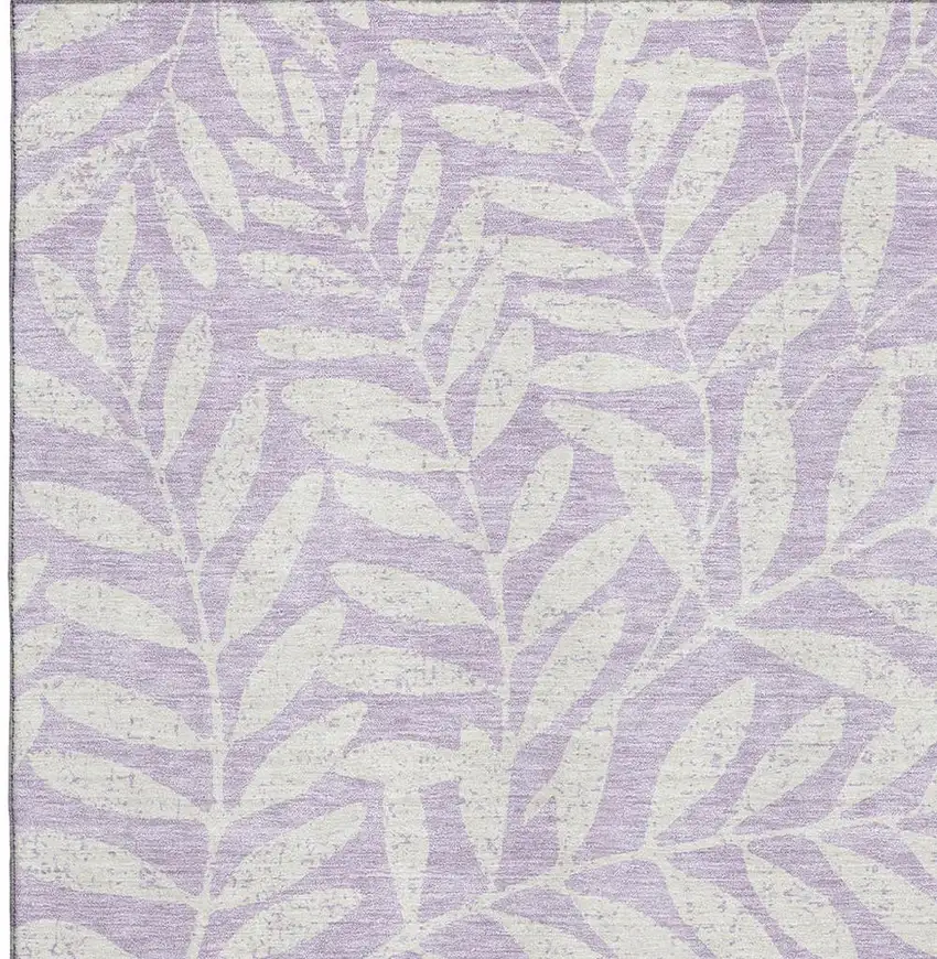 Lavender And Ivory Floral Washable Area Rug With UV Protection Photo 3