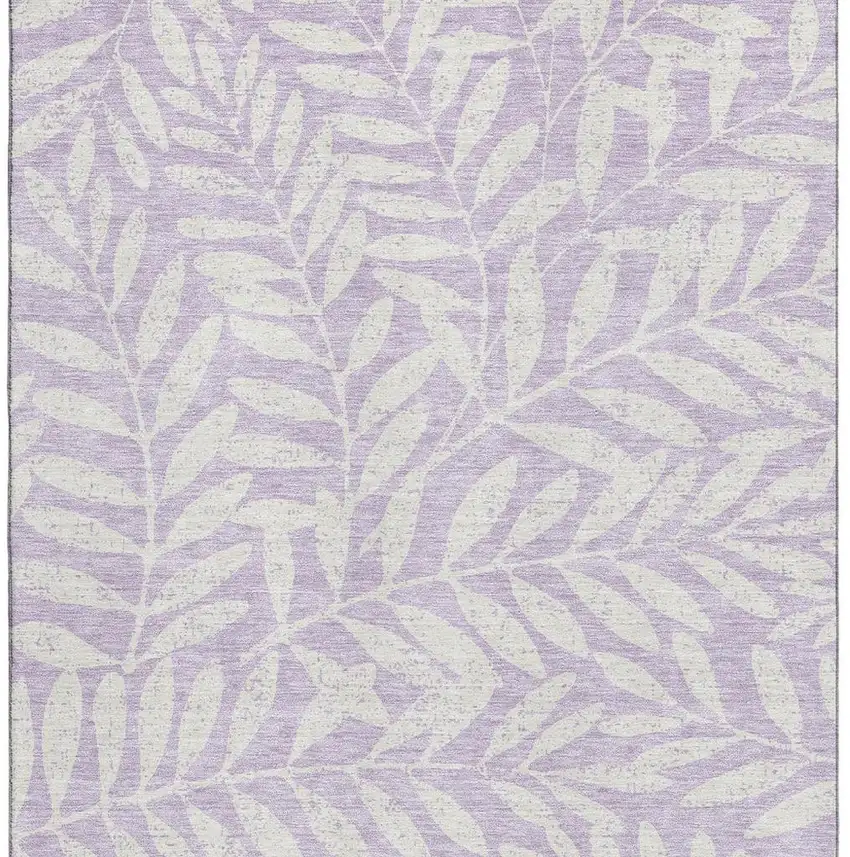 Lavender And Ivory Floral Washable Area Rug With UV Protection Photo 4