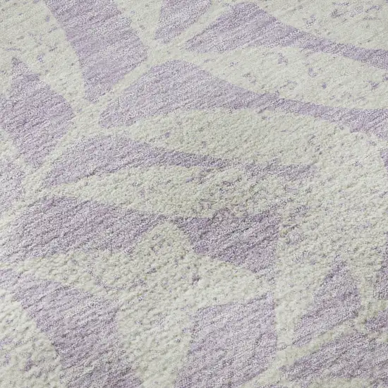 Lavender And Ivory Floral Washable Area Rug With UV Protection Photo 9