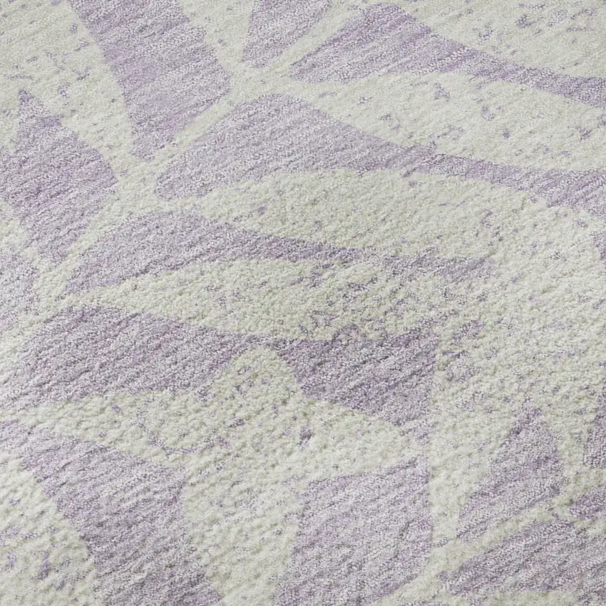 Lavender And Ivory Floral Washable Area Rug With UV Protection Photo 9