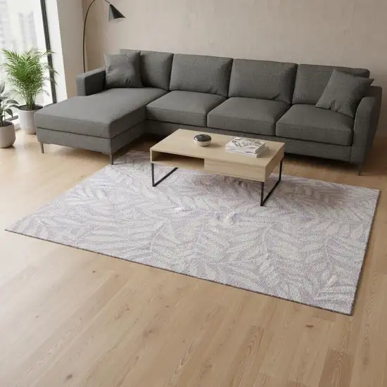 Lavender And Ivory Floral Washable Area Rug With UV Protection Photo 2