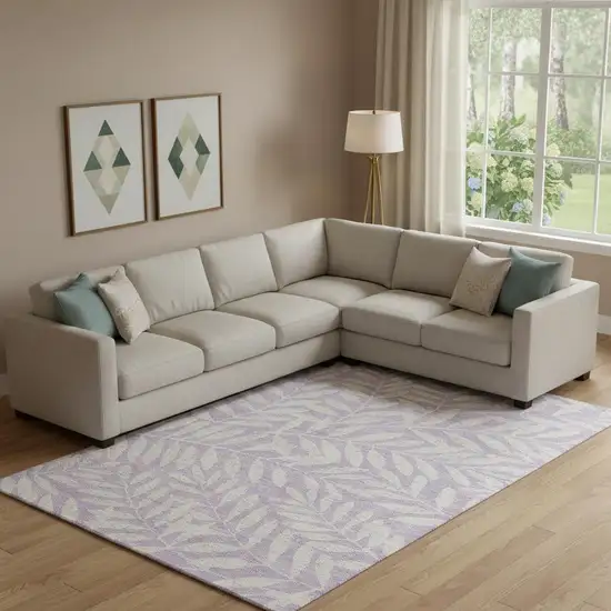 Lavender And Ivory Floral Washable Area Rug With UV Protection Photo 1