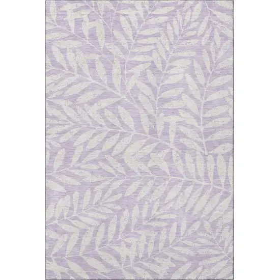 Lavender And Ivory Floral Washable Area Rug With UV Protection Photo 3