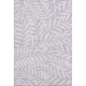 Photo of Lavender And Ivory Floral Washable Area Rug With UV Protection