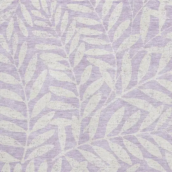 Lavender And Ivory Floral Washable Area Rug With UV Protection Photo 3
