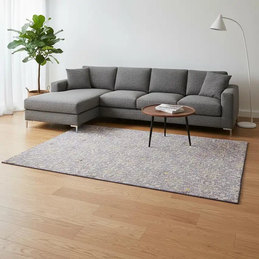 Lavender And Ivory Floral Washable Area Rug With UV Protection Photo 2