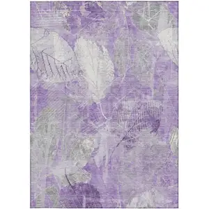 Photo of Lavender And Ivory Floral Washable Indoor Outdoor Area Rug