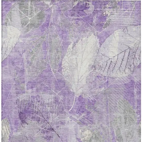 Lavender And Ivory Floral Washable Indoor Outdoor Area Rug Photo 3