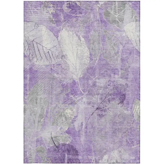 Lavender And Ivory Floral Washable Indoor Outdoor Area Rug Photo 4