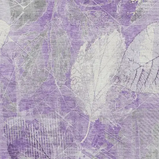 Lavender And Ivory Floral Washable Indoor Outdoor Area Rug Photo 3