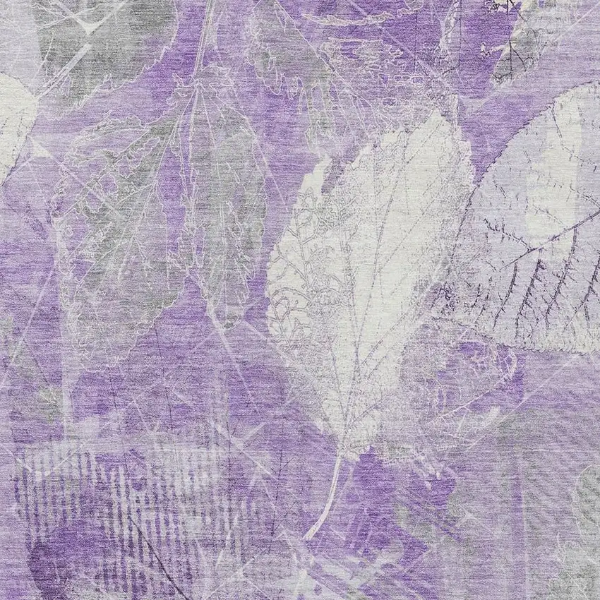 Lavender And Ivory Floral Washable Indoor Outdoor Area Rug Photo 3