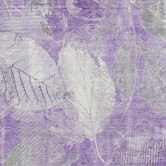 Lavender And Ivory Floral Washable Indoor Outdoor Area Rug Photo 3