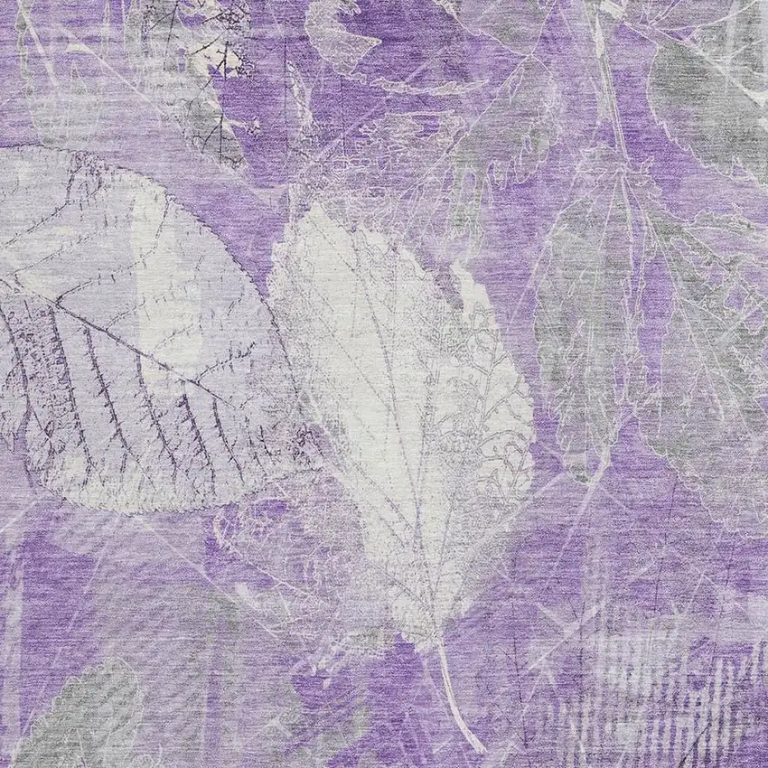 Lavender And Ivory Floral Washable Indoor Outdoor Area Rug Photo 3