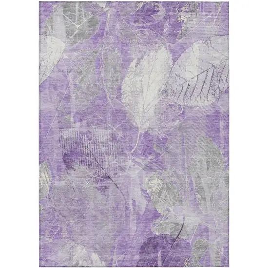 Lavender And Ivory Floral Washable Indoor Outdoor Area Rug Photo 1