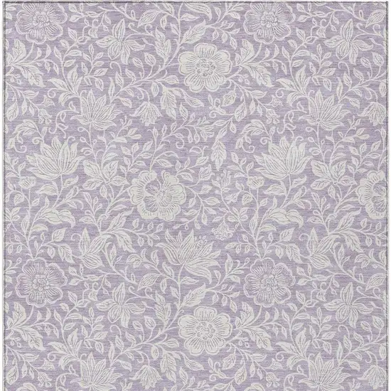Lavender And Ivory Floral Washable Indoor Outdoor Area Rug Photo 3