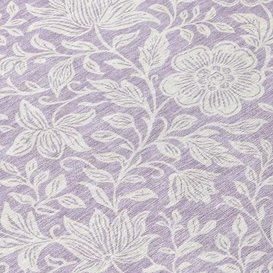 Lavender And Ivory Floral Washable Indoor Outdoor Area Rug Photo 5