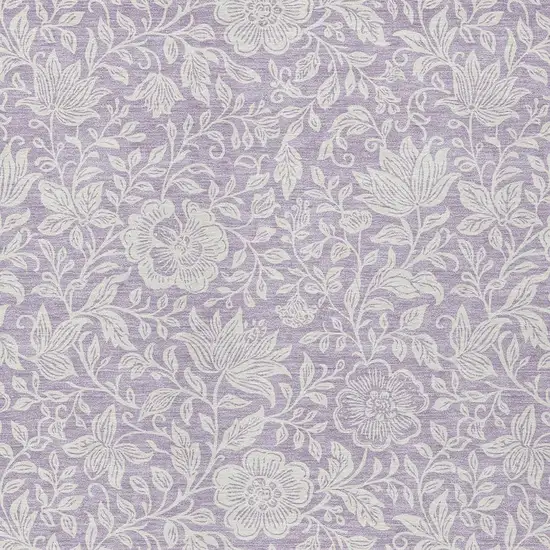 Lavender And Ivory Floral Washable Indoor Outdoor Area Rug Photo 2