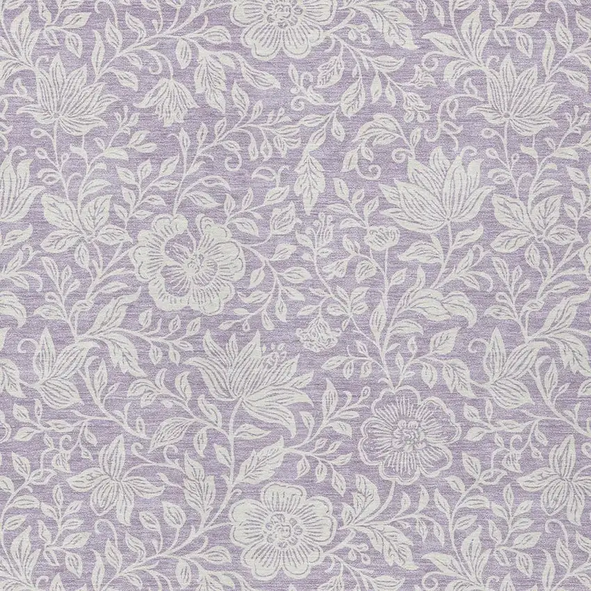 Lavender And Ivory Floral Washable Indoor Outdoor Area Rug Photo 2