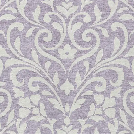 Lavender And Ivory Floral Washable Indoor Outdoor Area Rug Photo 6