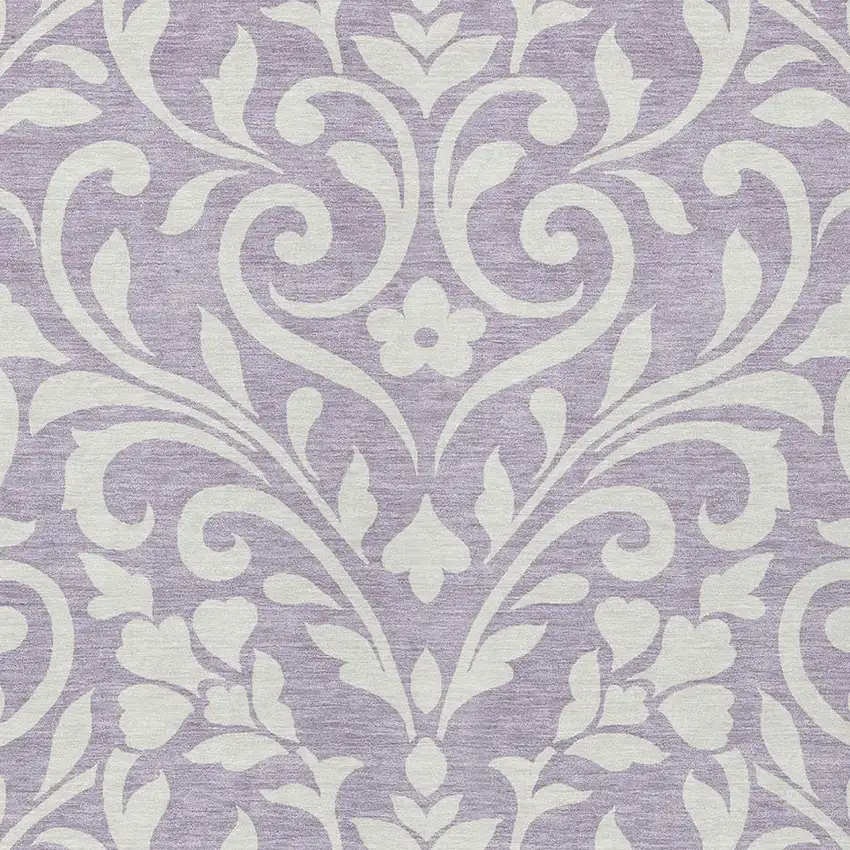Lavender And Ivory Floral Washable Indoor Outdoor Area Rug Photo 6