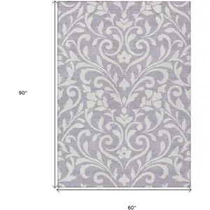 Photo of Lavender And Ivory Floral Washable Indoor Outdoor Area Rug