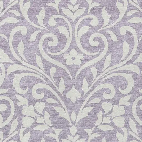Lavender And Ivory Floral Washable Indoor Outdoor Area Rug Photo 6