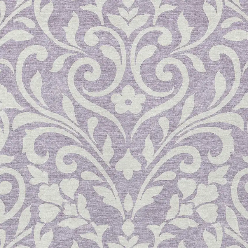 Lavender And Ivory Floral Washable Indoor Outdoor Area Rug Photo 6