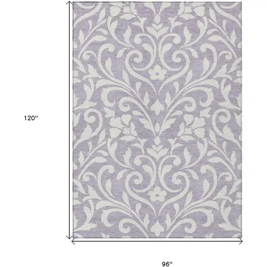 Lavender And Ivory Floral Washable Indoor Outdoor Area Rug Photo 3