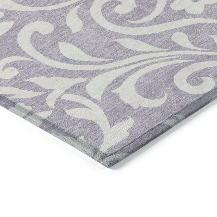 Lavender And Ivory Floral Washable Indoor Outdoor Area Rug Photo 5