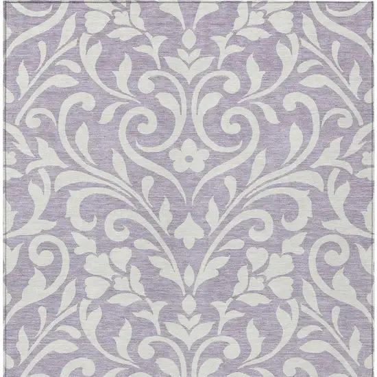 Lavender And Ivory Floral Washable Indoor Outdoor Area Rug Photo 7