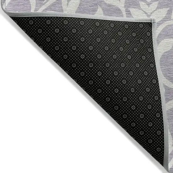 Lavender And Ivory Floral Washable Indoor Outdoor Area Rug Photo 4
