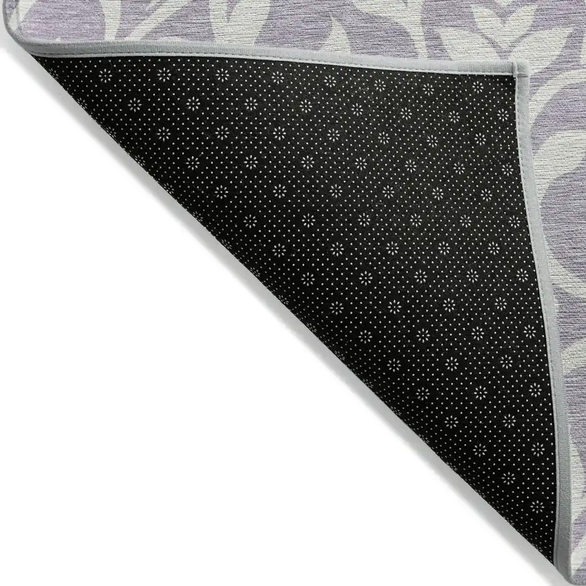 Lavender And Ivory Floral Washable Indoor Outdoor Area Rug Photo 4