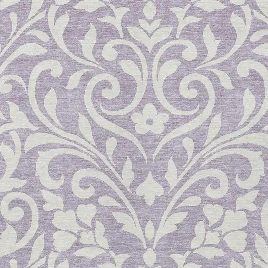 Lavender And Ivory Floral Washable Indoor Outdoor Area Rug Photo 6