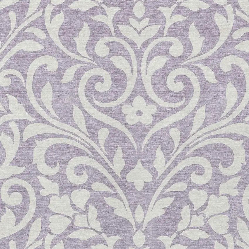 Lavender And Ivory Floral Washable Indoor Outdoor Area Rug Photo 6