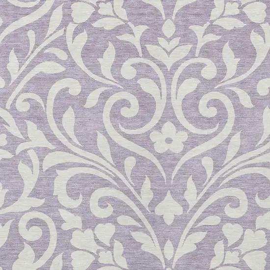 Lavender And Ivory Floral Washable Indoor Outdoor Area Rug Photo 5