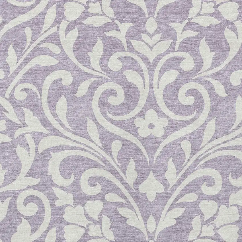 Lavender And Ivory Floral Washable Indoor Outdoor Area Rug Photo 5