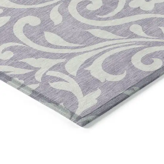 Lavender And Ivory Floral Washable Indoor Outdoor Area Rug Photo 4