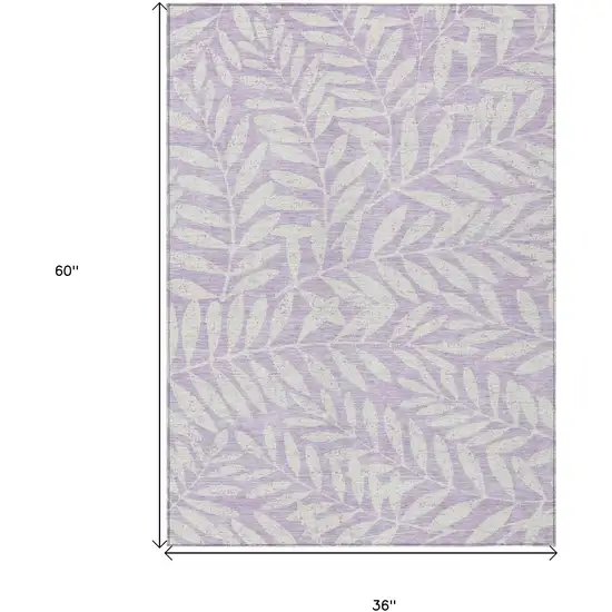 Lavender And Ivory Floral Washable Indoor Outdoor Area Rug Photo 3
