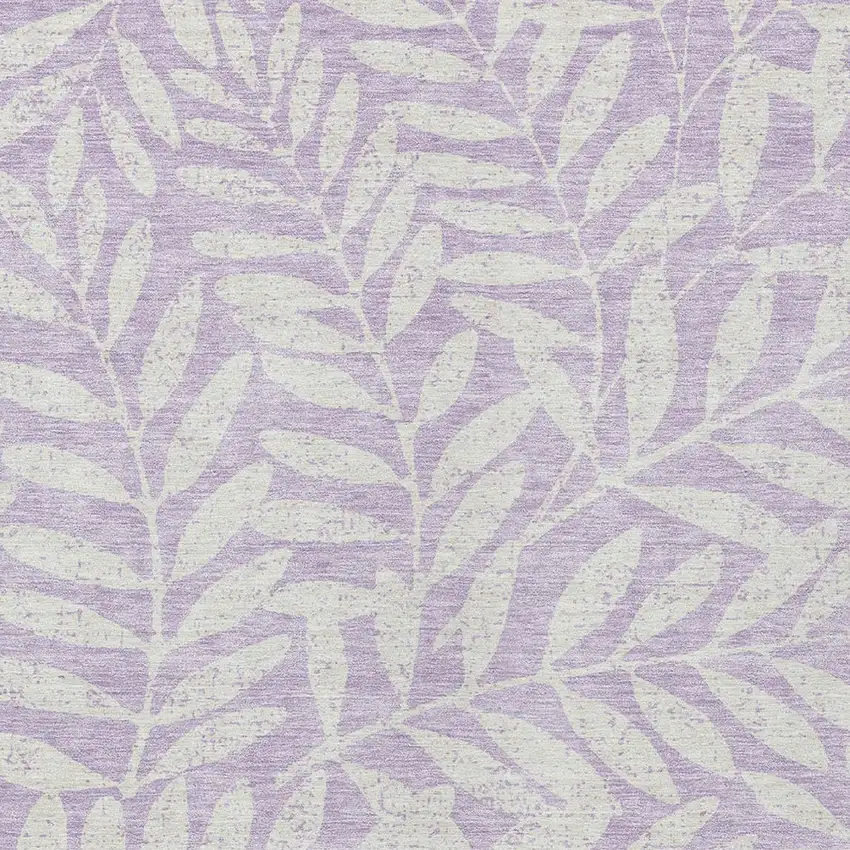 Lavender And Ivory Floral Washable Indoor Outdoor Area Rug Photo 6