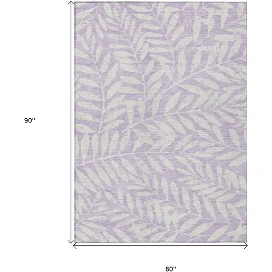 Lavender And Ivory Floral Washable Indoor Outdoor Area Rug Photo 3