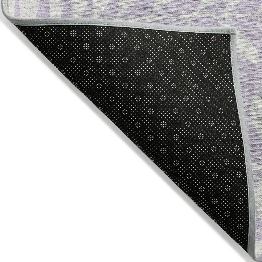 Lavender And Ivory Floral Washable Indoor Outdoor Area Rug Photo 4